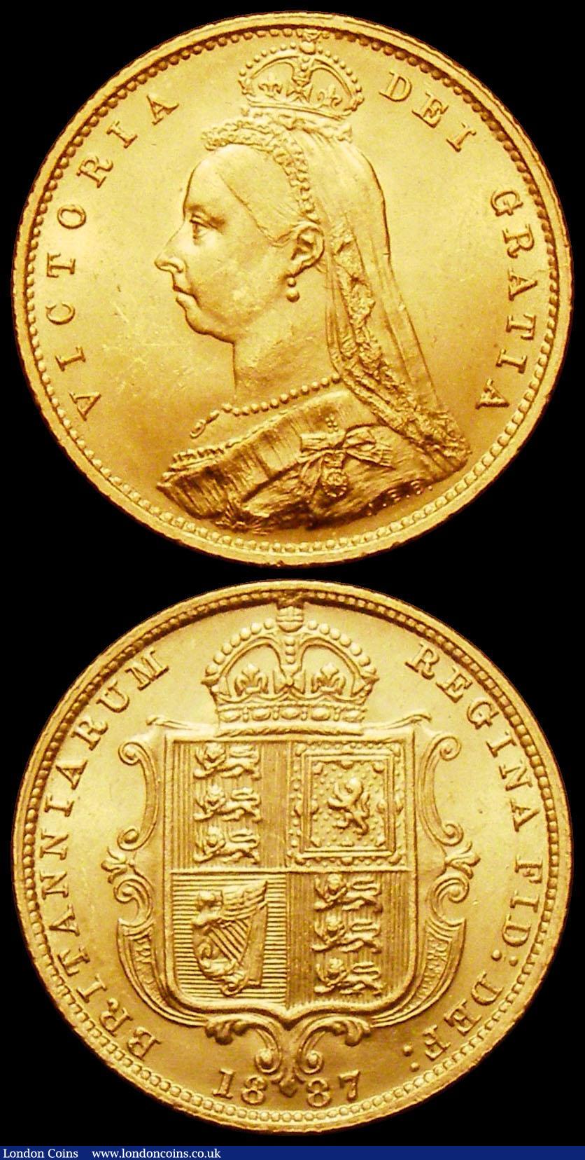 London Coins : A166 : Lot 2136 : Sovereign 1887 Jubilee Head, D:G: further from the crown S.3866 DISH L7 GVF, Half Sovereign 1887 Jub...