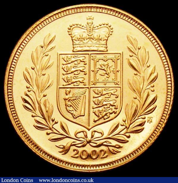 Sovereign 2002 Shield Marsh 316 Lustrous UNC with some contact marks, in a presentation box : English Coins : Auction 166 : Lot 2232