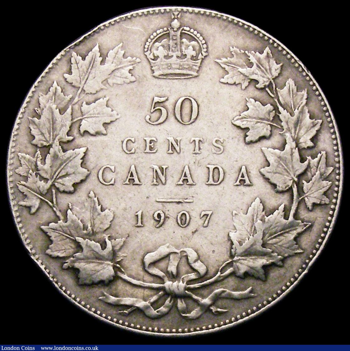 London Coins : A166 : Lot 2671 : Canada 50 Cents 1907 KM#12 Fine or better with some light surface marks and small edge bruises