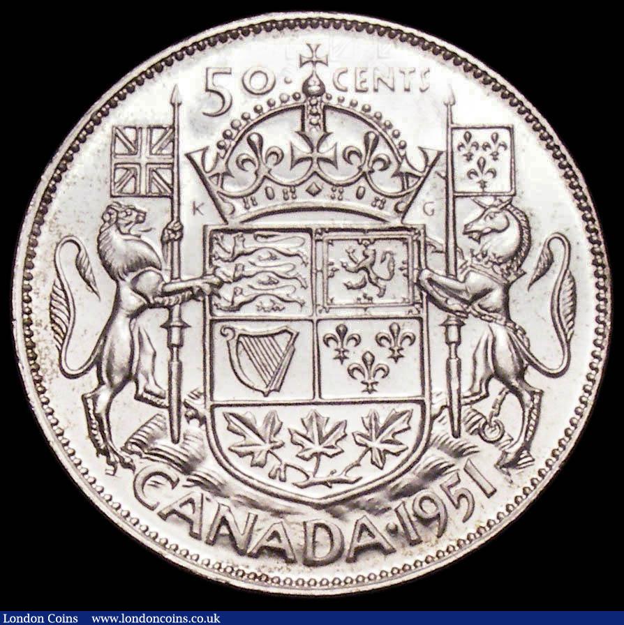 London Coins : A166 : Lot 2672 : Canada 50 Cents 1951 as KM#45 but with double struck HP initials, Lustrous UNC