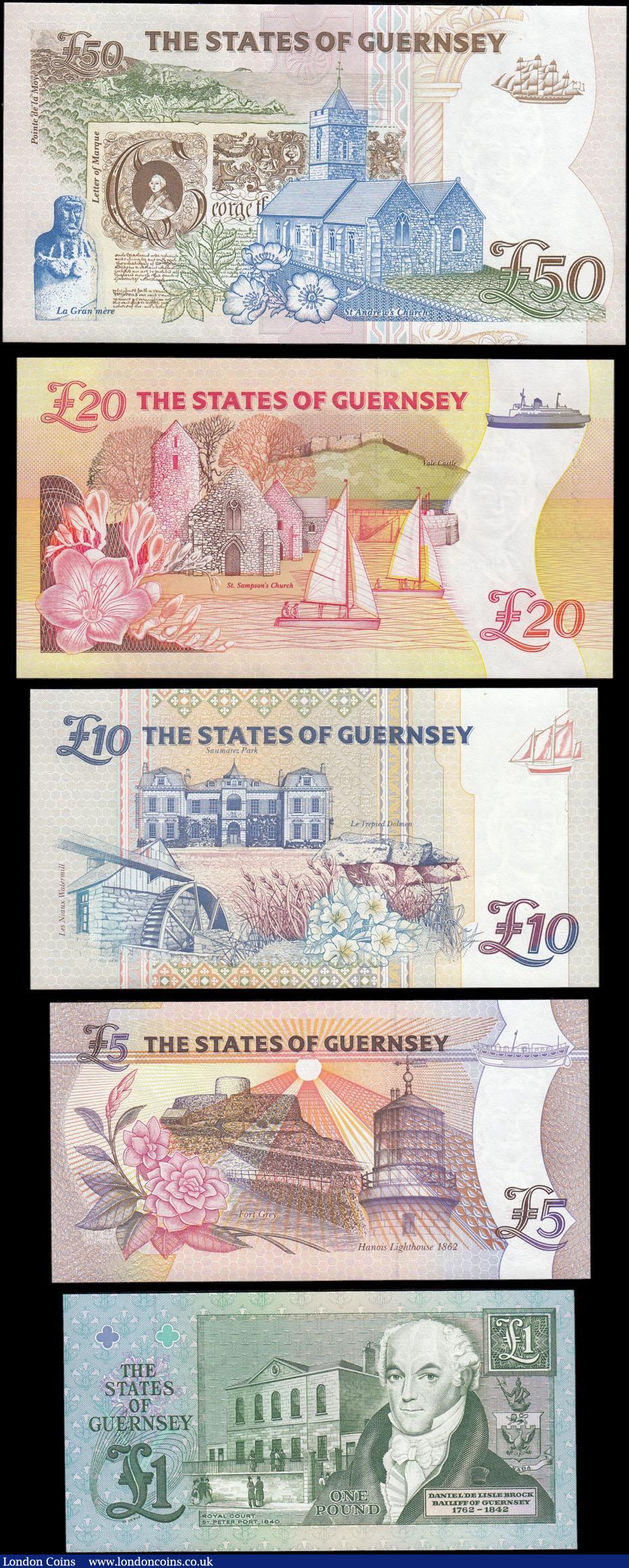 London Coins : A166 : Lot 269 : Guernsey (5) a denomination set all signed D. P. Trestain, one of which is the ND (1990-2016) R...