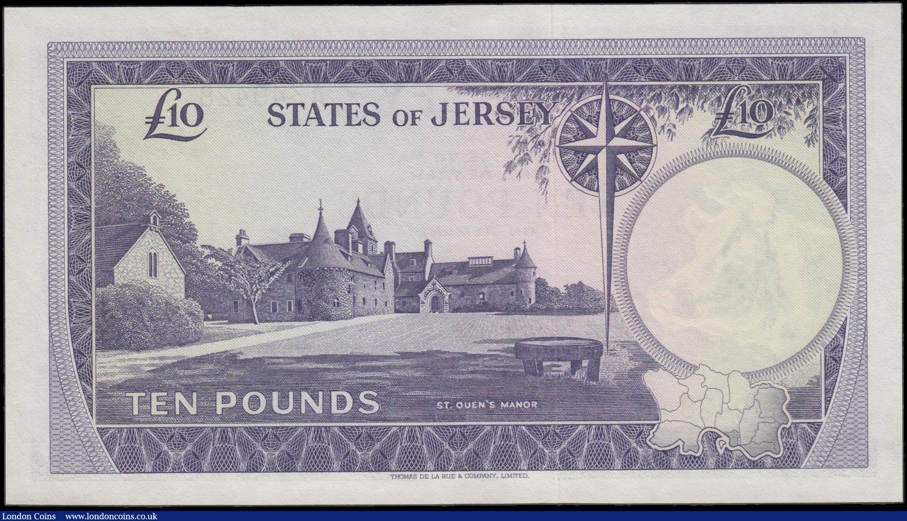 London Coins : A166 : Lot 324 : Jersey The States of Jersey 10 Pounds ND (1963) Pick 10a (BY JE31) signature J. Clennet titled Treas...