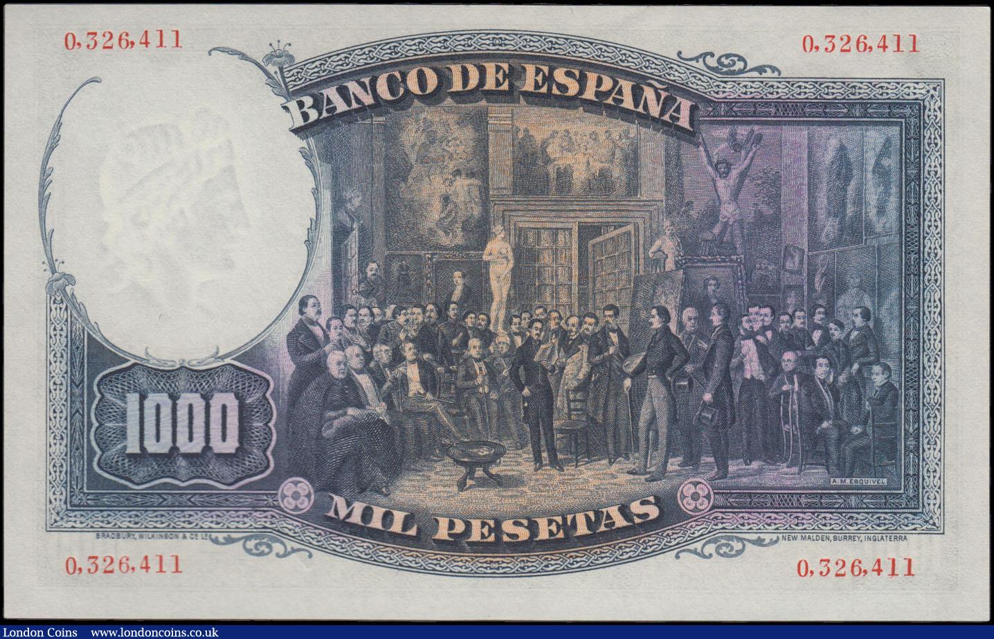London Coins : A166 : Lot 436 : Spain El Banco De Espana 1000 pesetas Pick 84A Unissued note dated 25th April 1931 serial number 0,3...