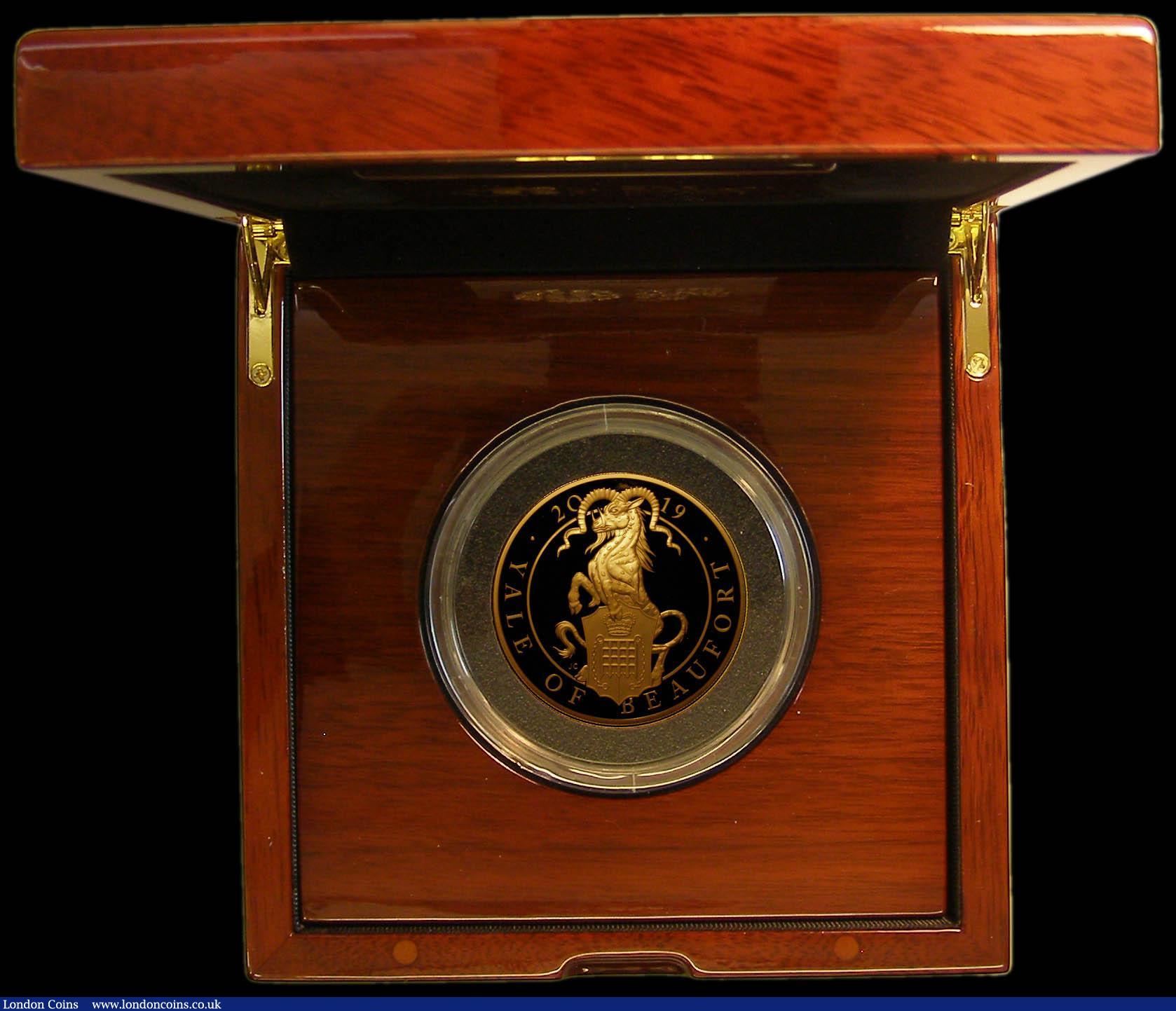 London Coins : A166 : Lot 582 : Five Hundred Pounds 2019 Queen's Beasts - Yale of Beaufort 5oz. Gold Proof FDC in the Royal Min...