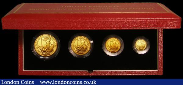 Britannia Gold Proof Set 2000 a 4-coin set comprising £100 2000 One Ounce, £50 2000 Half Ounce, £25 2000 Quarter Ounce, and £10 2000 One Tenth Ounce FDC in the Royal Mint box of issue with certificate : English Cased : Auction 166 : Lot 883