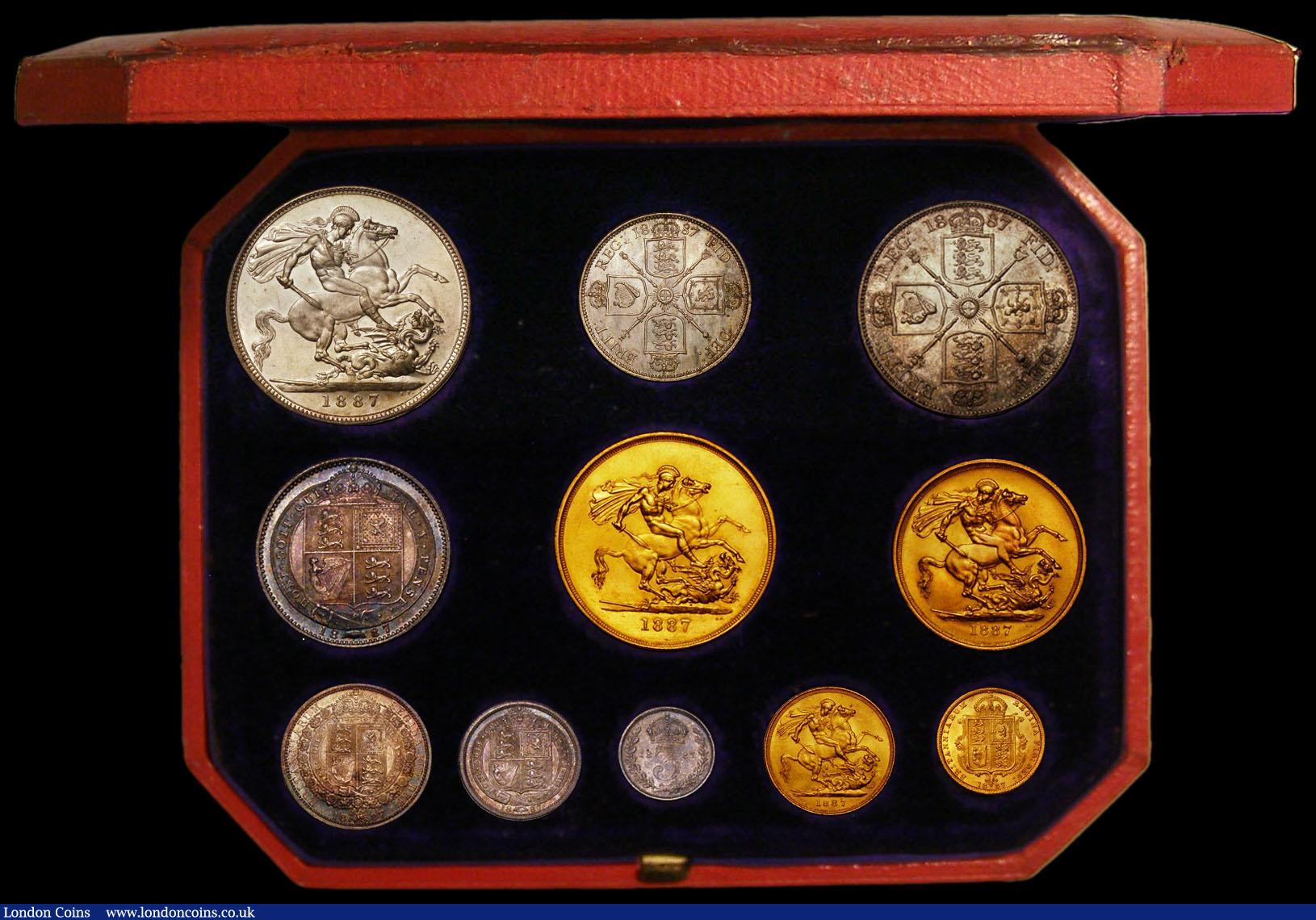 London Coins : A166 : Lot 901 : Victoria Golden Jubilee 1887 Currency Set Five Pounds, Two Pounds, Sovereign and Half Sovereign and ...