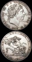 London Coins : A166 : Lot 1374 : Engraved Crowns (2) 1819 LX engraved AD Jan 1st 1820 in the obverse field, GVF, and 1819 LIX engrave...