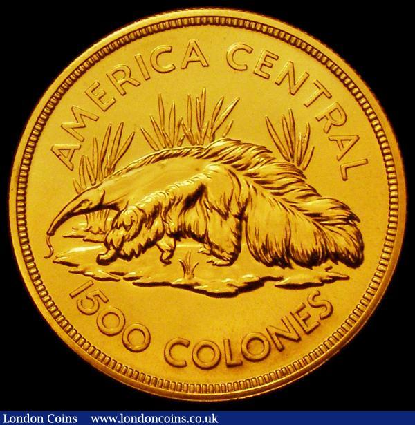 Costa Rica 1500 Colones Gold 1974 World Conservation Series Obverse: National Arms, Reverse: Giant Anteater with denomination below, KM#202. Weight 33.43 grammes. UNC with practically full lustre and the odd contact mark, comes with capsule and the Royal Mint certificate, scarce with a mintage of just 2418 pieces : World Coins : Auction 167 : Lot 1908