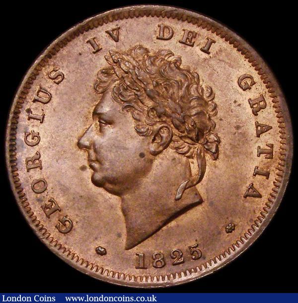 Penny 1825 Peck 1420 UNC and retaining around 60% original mint lustre, a somewhat under-rated date, as many more Pennies dated 1826 show up in high grades, in an LCGS holder and graded LCGS 80, the third finest of 1 examples thus far recorded by the LCGS Population Report : English Coins : Auction 167 : Lot 859
