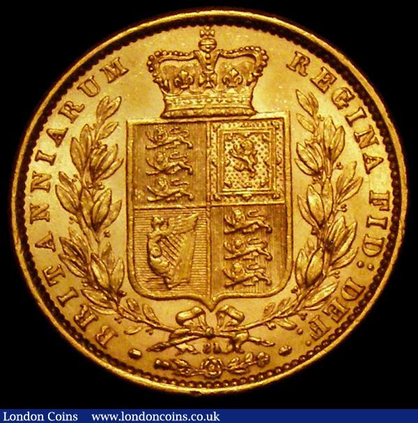 Sovereign 1872 Shield Reverse, Marsh 56, S.3853B, Die Number 81, EF/GEF and lustrous with a small rim nick : English Coins : Auction 167 : Lot 1018