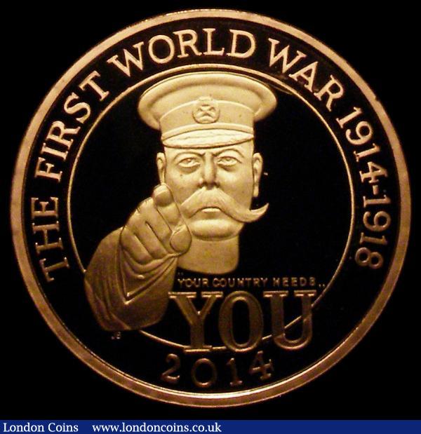 Two Pounds 2014 Lord Kitchener - Your Country Needs You, Gold Proof S.K34 nFDC with a few small flecks of toning, uncased in capsule with no certificate  : English Coins : Auction 167 : Lot 1268