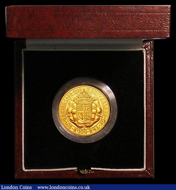London Coins : A167 : Lot 140 : Sovereign 1989 500th Anniversary of the first Gold Sovereign Proof FDC in the box of issue with cert...