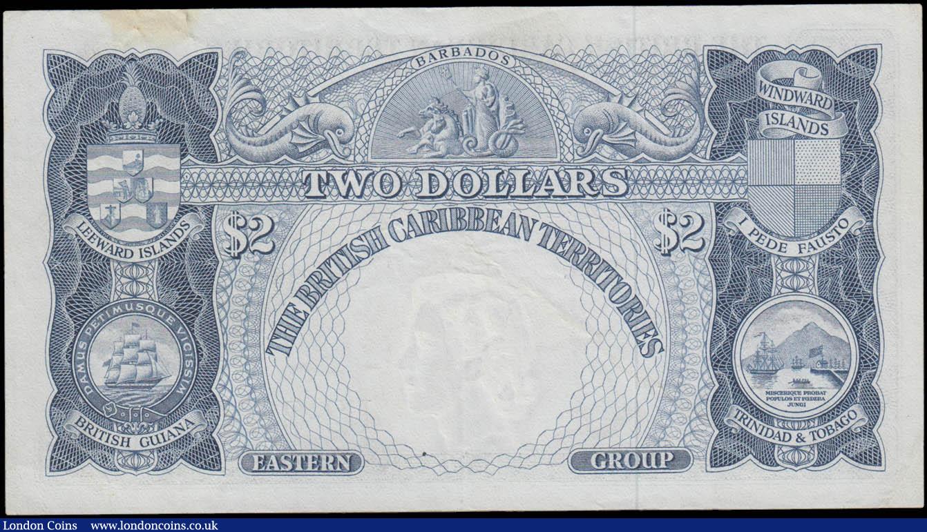 London Coins : A167 : Lot 1449 : British Caribbean Territories Currency Board Eastern Group 2 Dollars Pick 8c dated 2nd January 1962 ...