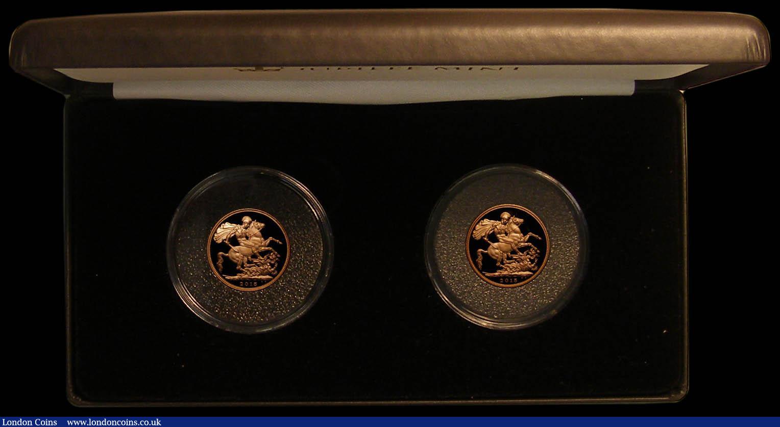 London Coins : A167 : Lot 154 : Sovereigns 2015 a 2-coin set The Queen Elizabeth II Portrait Proof Sovereign Pair comprising Soverei...