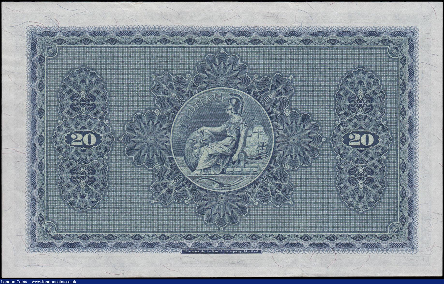 London Coins : A167 : Lot 1610 : Scotland The British Linen Bank 20 Pounds First Thomas De La Rue issue Pick 164 (BY SC236, PMS BL73)...