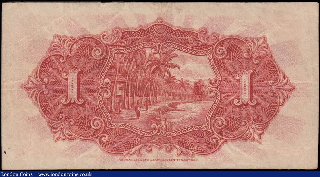 London Coins : A167 : Lot 1644 : Straits Settlements 1 Dollar Pick 9a dated 1st January 1925 and date in red serial number J/65 22035...