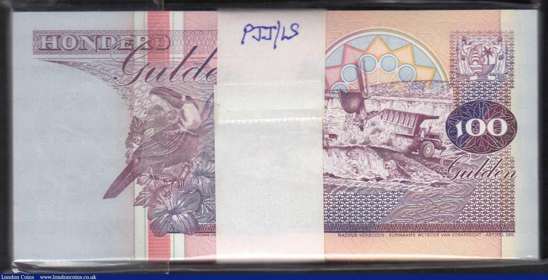 London Coins : A167 : Lot 1658 : Suriname Central Bank 100 Gulden Pick 139b dated 10th February 1998 (100) a consecutively numbered b...