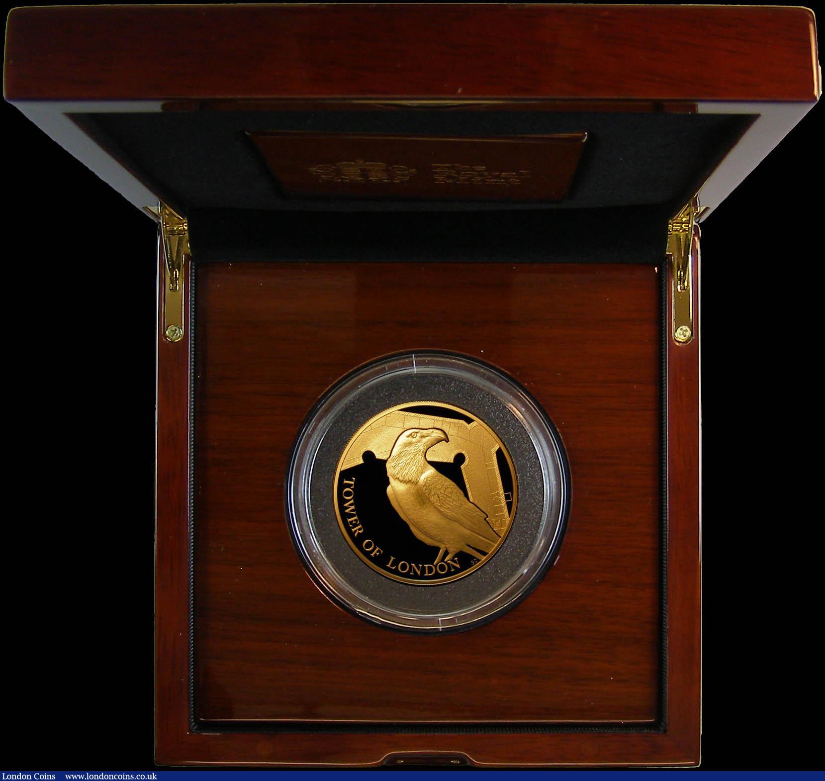London Coins : A167 : Lot 168 : Ten Pounds 2019 The Tower of London - The Legend of the Ravens 5oz. Gold Proof FDC in Royal Mint box...