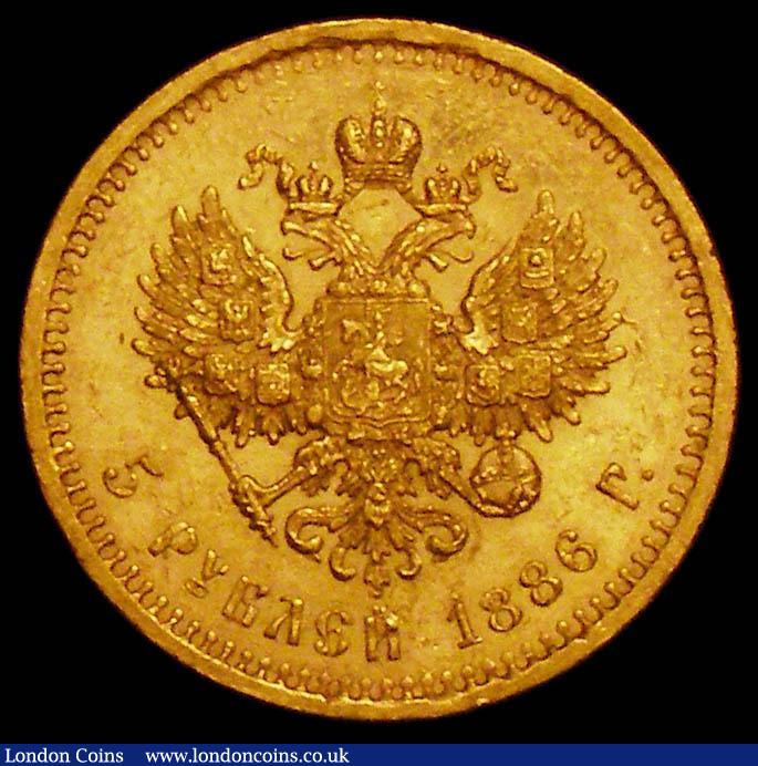 London Coins : A167 : Lot 2001 : Russia 5 Roubles 1886 Y#42 NEF with some contact marks, with a mintage of 351,000 this is the second...