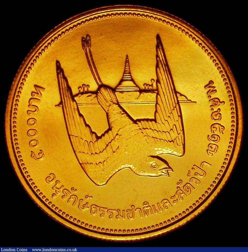 London Coins : A167 : Lot 2030 : Thailand 5000 Baht Gold BE2517 (1974) World Conservation Series - Obverse: Rama IX, Reverse: White-e...