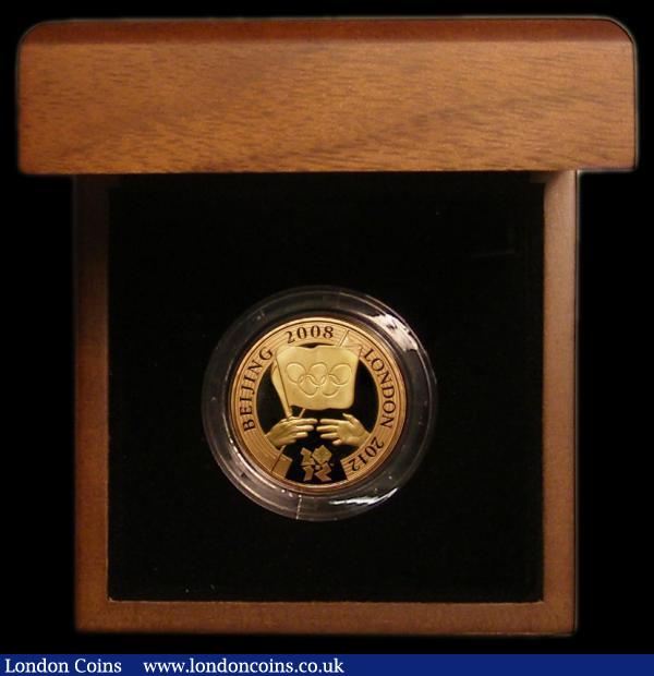 Two Pounds 2008 Olympic Handover Beijing to London Gold Proof S.4952 FDC or very near so with a slight hint of toning, in the Royal Mint box of issue with certificate : English Cased : Auction 167 : Lot 212
