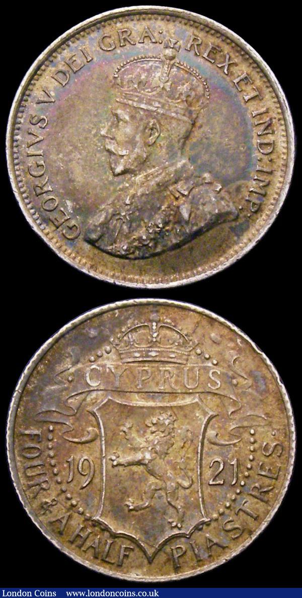 Cyprus (2) 18 Piastres 1921 KM#14 GF/NVF, 4 1/2 Piastres 1921 NEF with attractive golden tone : World Coins : Auction 167 : Lot 2309