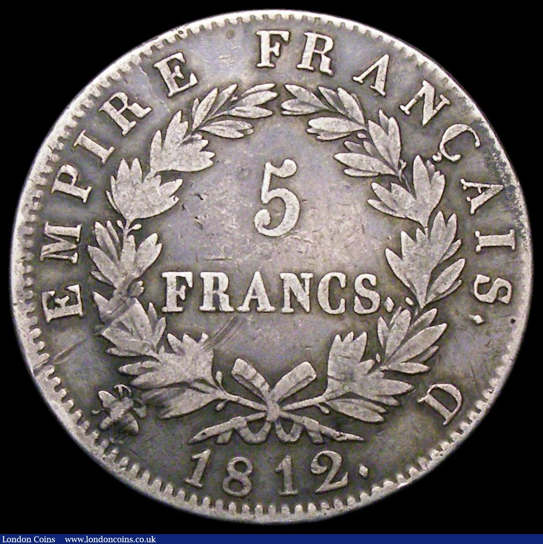 London Coins : A167 : Lot 2314 : France 5 Francs 1812D Lyon Mint KM#694.5 About Fine/Near Fine