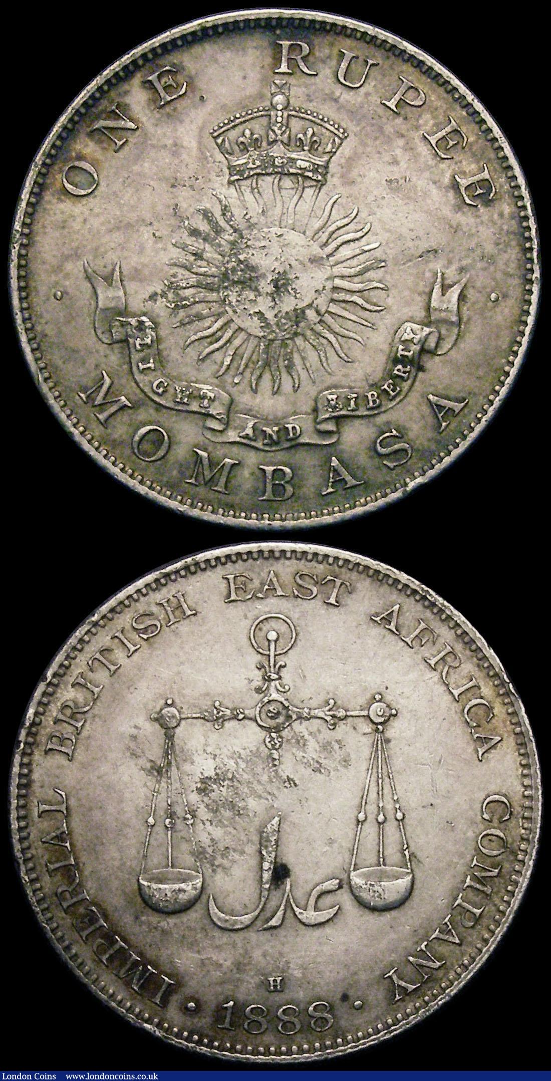 London Coins : A167 : Lot 2317 : German East Africa (2) One Rupie 1910J KM#10 UNC the obverse toned, the reverse with good lustre, a ...
