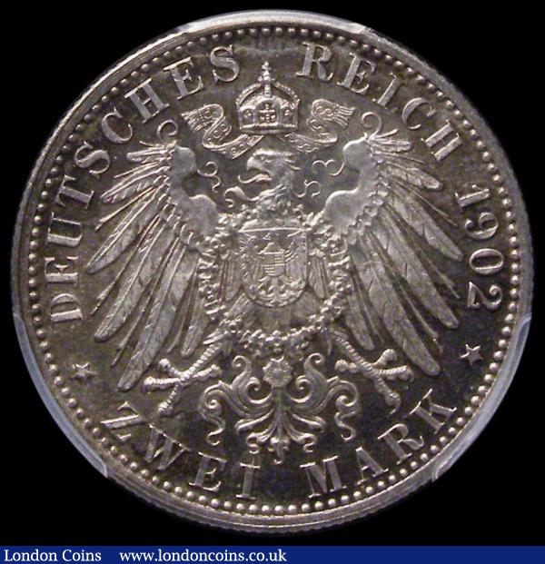 German States - Baden Two Marks 1902 50th Year of the Reign of Friedrich I, KM#271,  in a PCGS holder and graded MS61  : World Coins : Auction 167 : Lot 2320