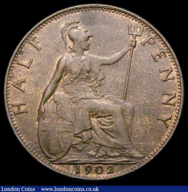 Halfpenny 1902 Low Tide, as Freeman 380 dies 1+A, with the 2 of the date clearly double struck, A/UNC and toned with traces of lustre and some spots on the reverse, an unusual example : English Coins : Auction 167 : Lot 2473