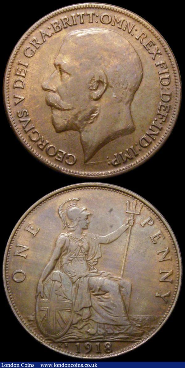 Pennies (2) 1918H Freeman 183 dies 2+B GVF, 1918KN Freeman 184 dies 2+B GVF/VF once cleaned now retoned : English Coins : Auction 167 : Lot 2497