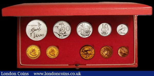 South Africa Proof Set 1977 toned nFDC in the Red SAM box of issue, 10 coin set with gold 2 Rand and 1 Rand KM PS99 : World Cased : Auction 167 : Lot 299