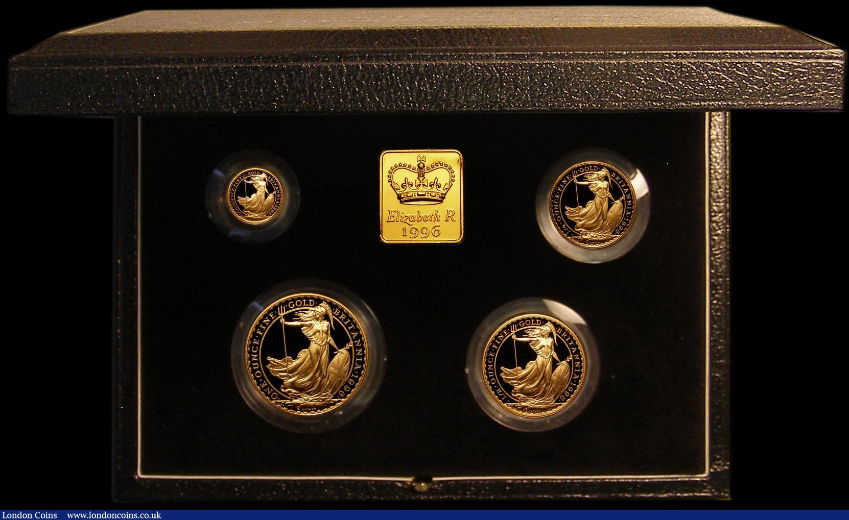 London Coins : A167 : Lot 3 : Britannia Gold Proof Set 1996 the 4-coin set comprising £100 One Ounce, £50 Half Ounce, ...