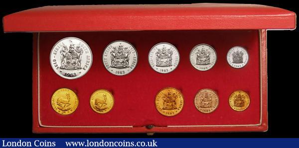 South Africa Proof Set 1983 toned nFDC in the Red SAM box of issue, 10 coin set with gold 2 Rand and 1 Rand KM PS119 : World Cased : Auction 167 : Lot 303