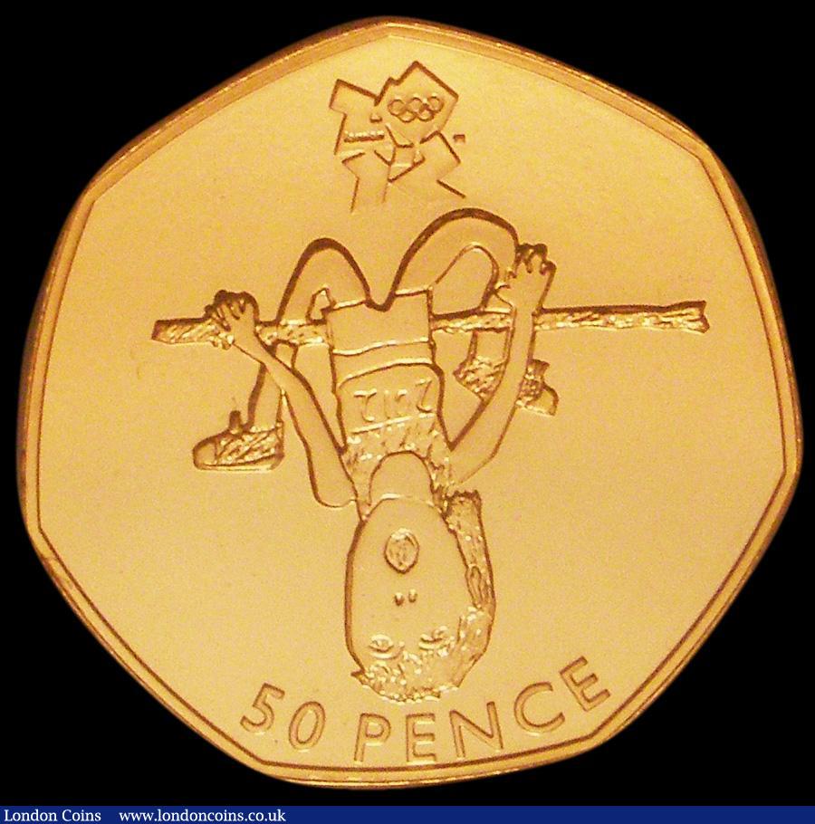London Coins : A167 : Lot 32 : Fifty Pence 2012 London Olympic Games - Gold Medal Winners Coin - Athletics, Gold Proof Piedfort FDC...