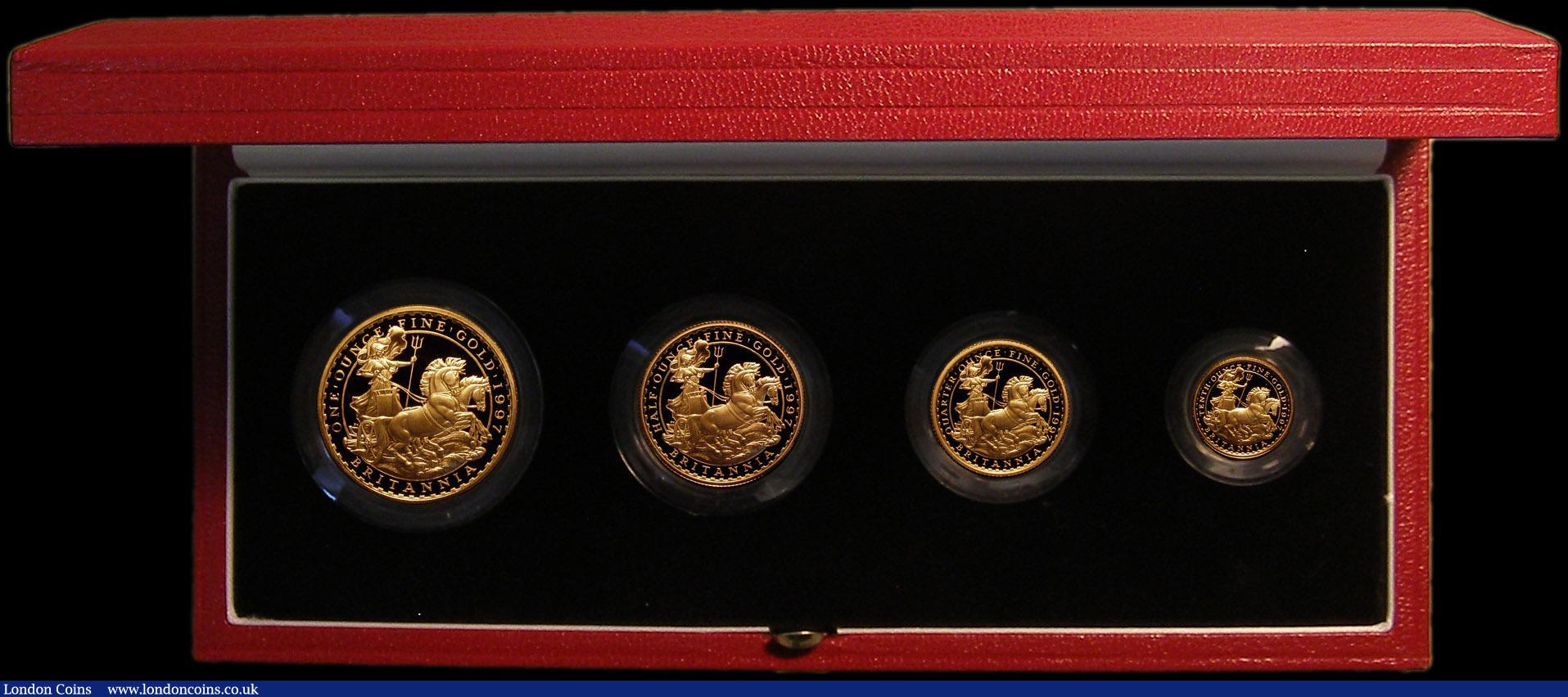 London Coins : A167 : Lot 4 : Britannia Gold Proof Set 1997 the 4-coin set comprising £100 One Ounce, £50 Half Ounce, ...