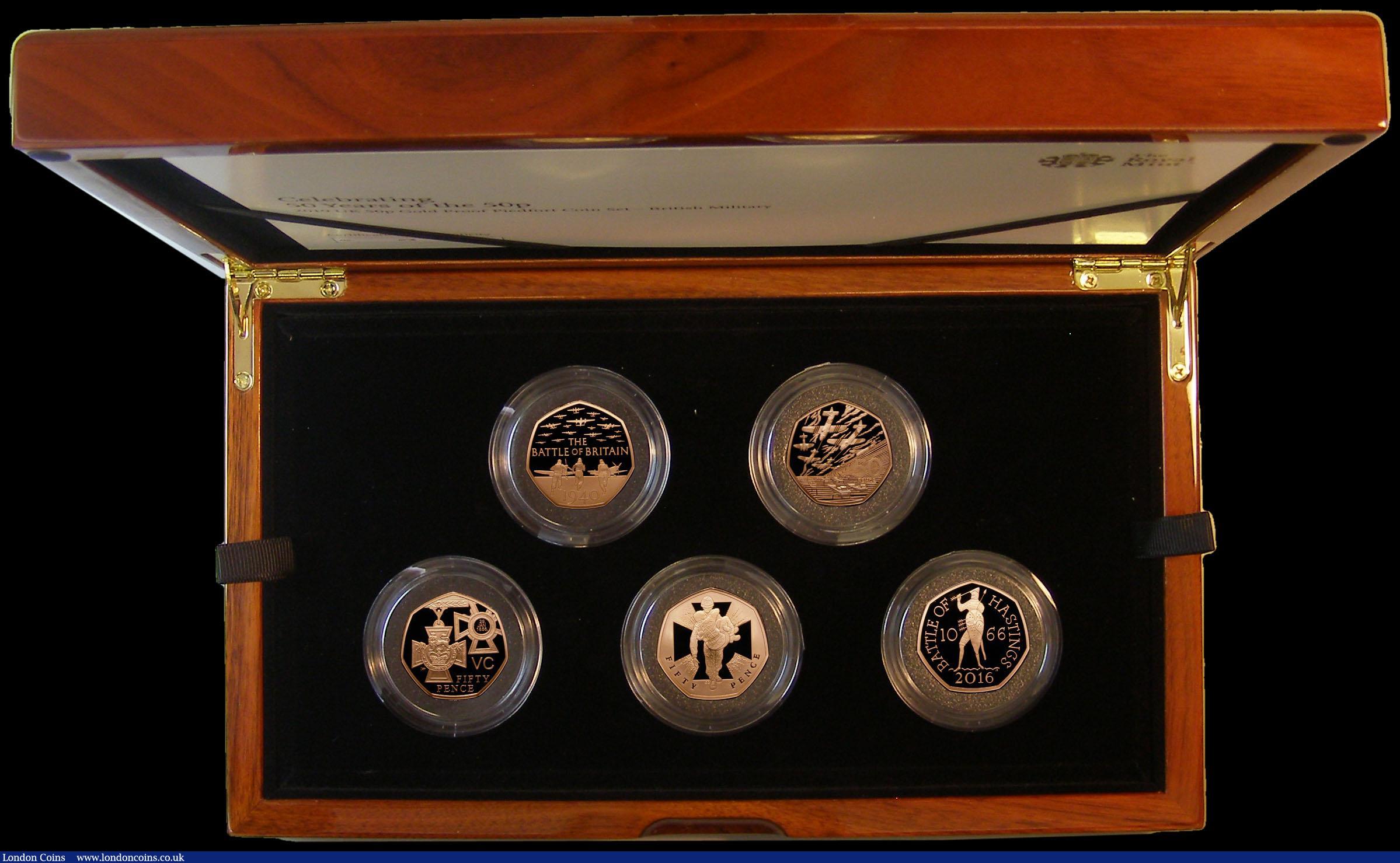 London Coins : A167 : Lot 40 : Fifty Years of the Fifty Pence a 5-coin set 2019 Gold Proof Piedforts comprising the following issue...