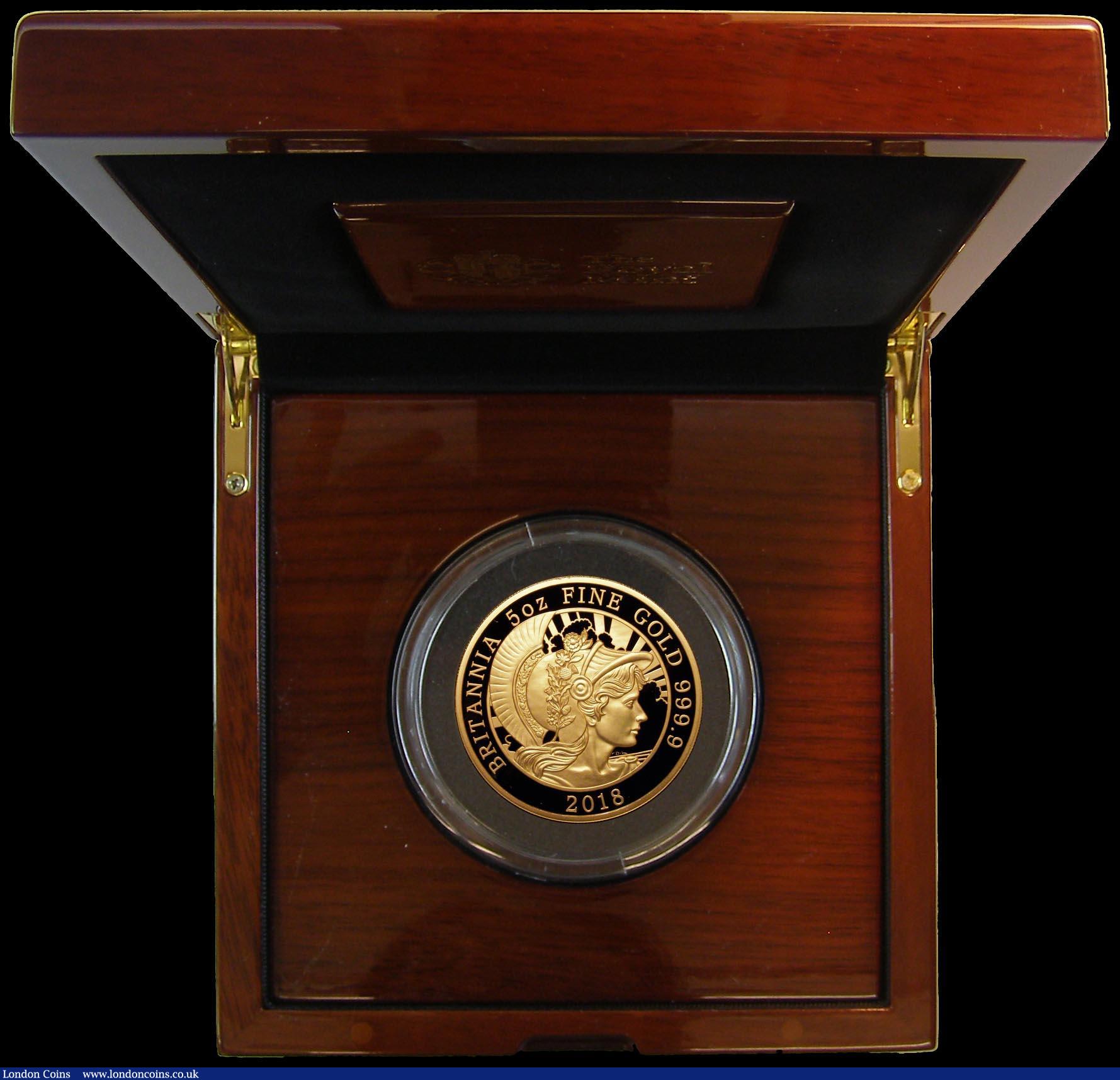 London Coins : A167 : Lot 42 : Five Hundred Pounds 2018 Britannia -  The Spirit of a Nation 5oz. .999 Gold Proof S.BR5 FDC in the R...