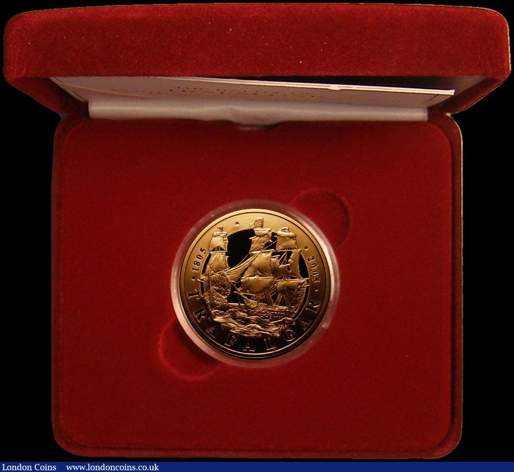 London Coins : A167 : Lot 56 : Five Pound Crown 2005 Trafalgar Gold Proof FDC in the red case of issue with certificate