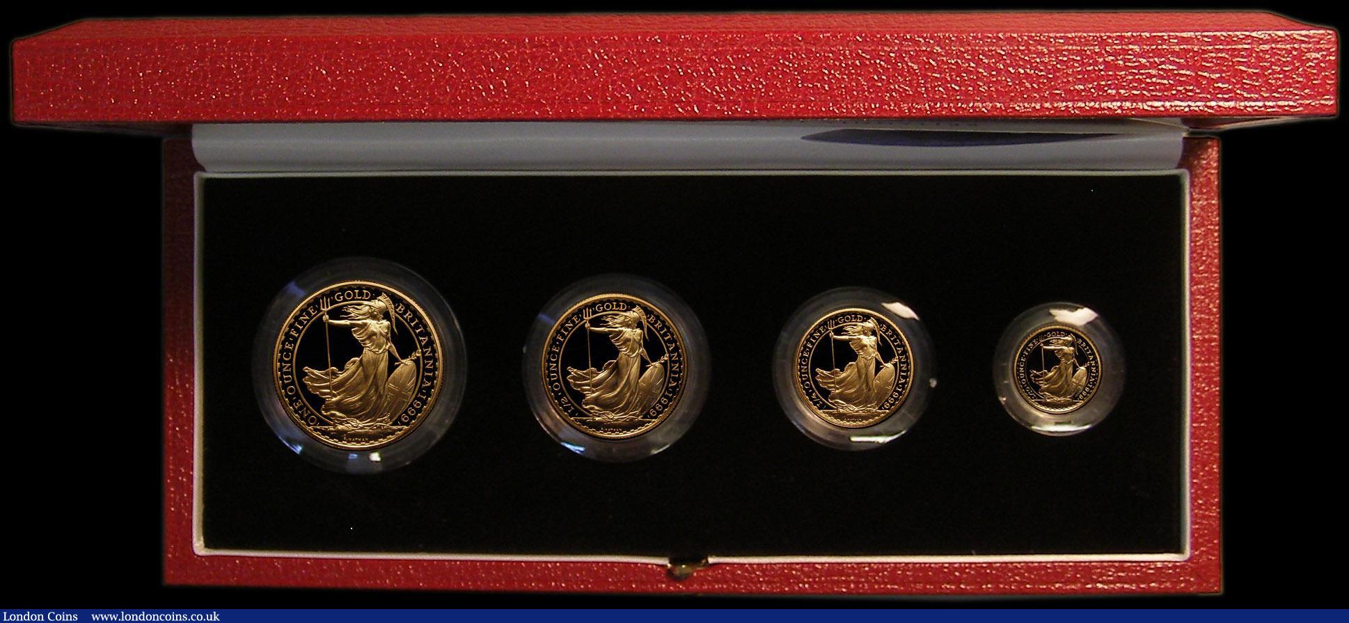 London Coins : A167 : Lot 6 : Britannia Gold Proof Set 1999 the 4-coin set comprising £100 One Ounce, £50 Half Ounce, ...