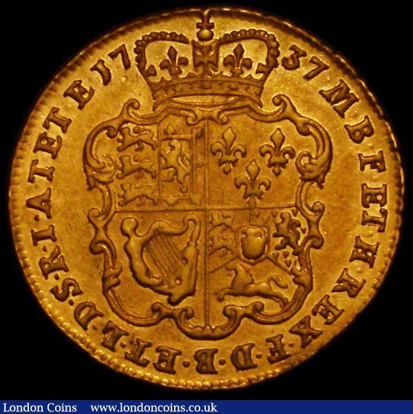 Guinea 1737 S.3674 the S of GEORGIVS possibly struck over an 8? and the G of GRATIA possibly struck over an O, are both closed. Good Fine Light signs of tooling, under a slightly dull tone, however all George II Young Head Guineas rare, our archive database stretching back to 2003 indicates that this is the first example of this date we have offered : English Coins : Auction 167 : Lot 604