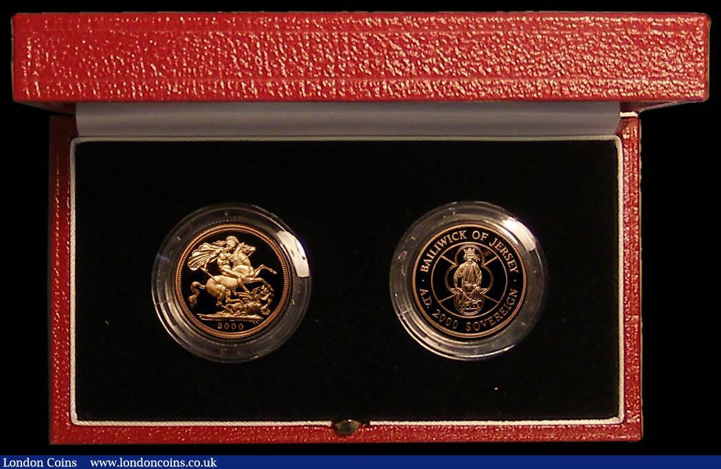 London Coins : A167 : Lot 73 : GB/Jersey a 2-coin set comprising GB Sovereign 2000 Proof FDC and Jersey Sovereign 2000 FDC in the R...