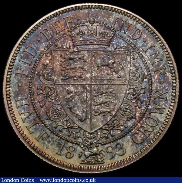 Halfcrown 1893 Proof ESC 727, Bull 2779, Davies 663P nFDC with a choice deep and multicoloured tone, a superb piece with a lot of eye appeal; : English Coins : Auction 167 : Lot 804