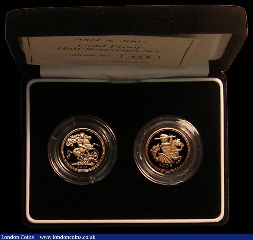 London Coins : A167 : Lot 82 : Half Sovereigns a 2-coin set 2004 S.SB4 Proof and 2005 S.SB6 Proof FDC in the Royal Mint box of issu...