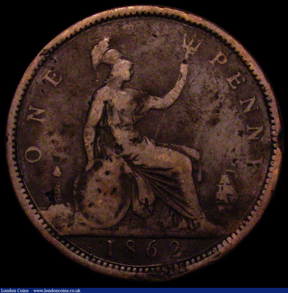 London Coins : A167 : Lot 872 : Penny 1862 VIGTORIA error legend a recently discovered type, previously unlisted by Freeman, Gouby, ...