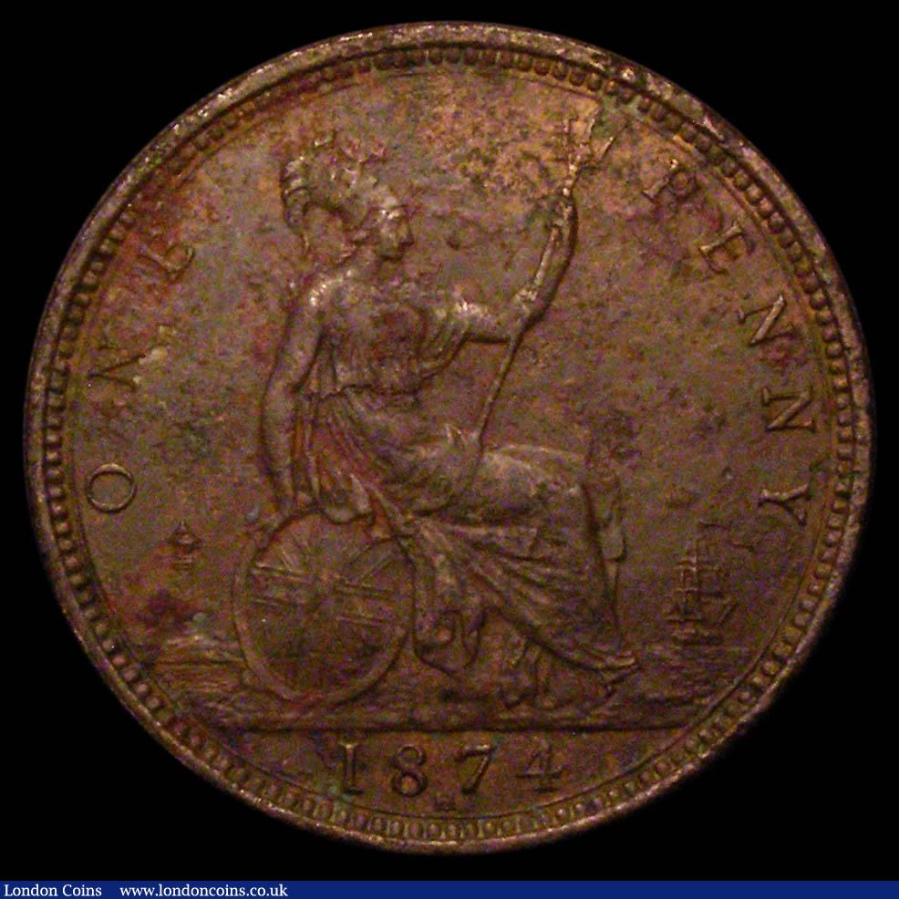 London Coins : A167 : Lot 878 : Penny 1874H Freeman 76 dies 7+I GVF with field corrosion, we note that all previous examples we have...