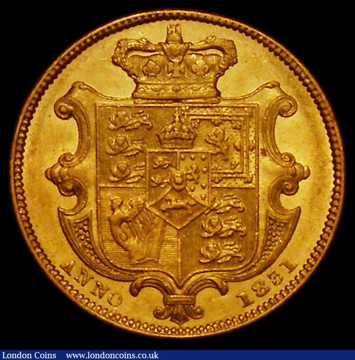 London Coins : A167 : Lot 980 : Sovereign 1831 First Bust W.W. with stops on truncation Marsh 16 NEF and Rare, rated R2 by Marsh, we...