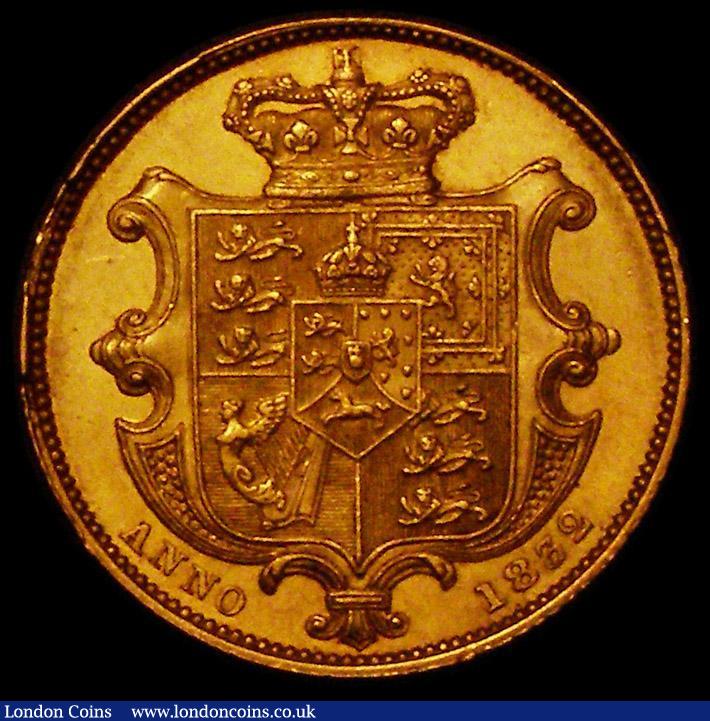London Coins : A167 : Lot 982 : Sovereign 1832 Marsh 17 Second Bust, Nose points to second I of BRITANNIAR, EF the obverse with some...