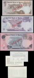 London Coins : A167 : Lot 1570 : Malta Bank Centrali Franklin Mint Collectors Set Pick CS1 of 3 notes - 1, 5 and 10 Lira. All with Ma...