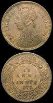 London Coins : A167 : Lot 1845 : Mint Error - Mis-Strike India 1/12 Anna 1877, KM#483 the 1 of the date and the 1 of the fraction bot...